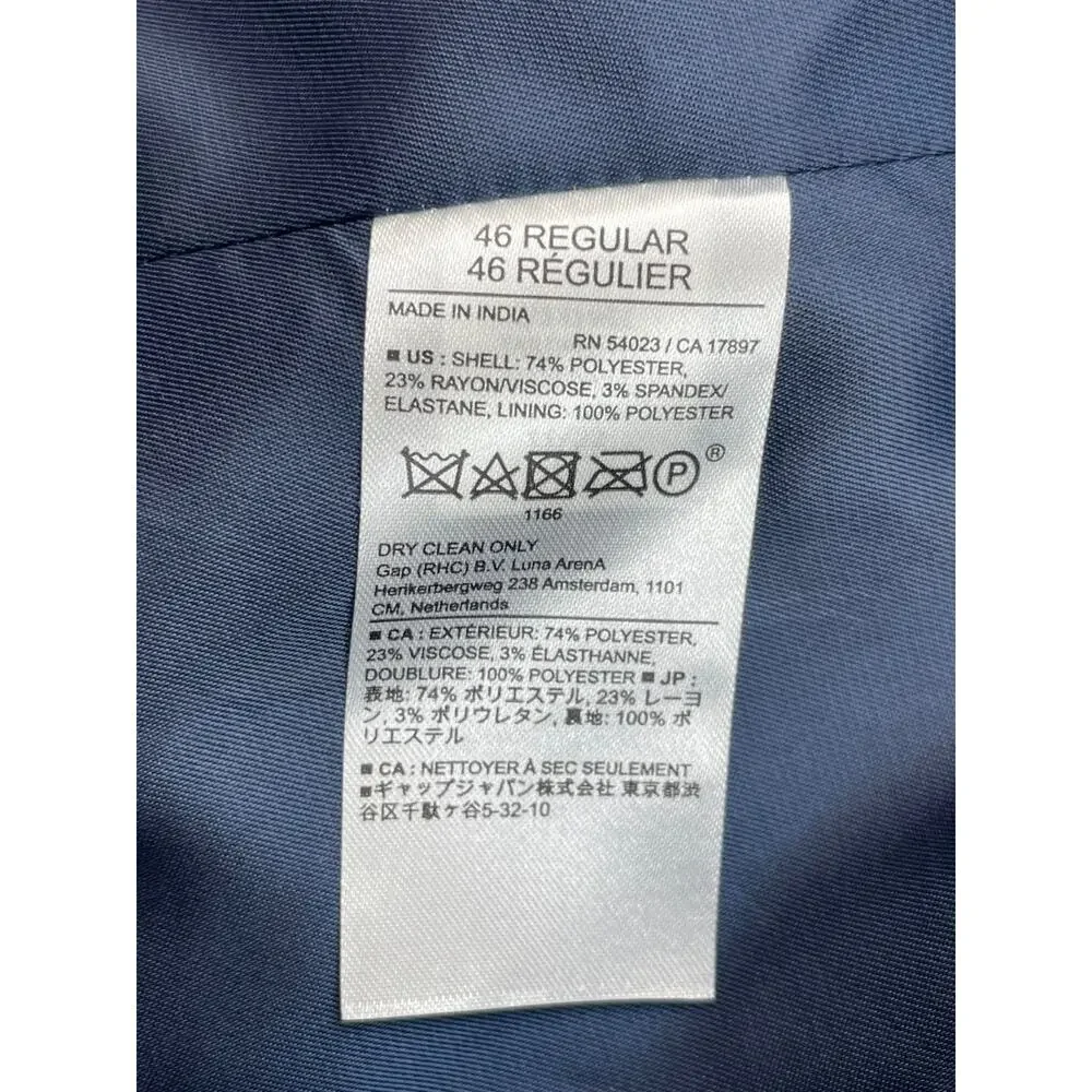 Banana Republic‎ Blazer Mens 46R Navy Blue Stretch 2-Button Single Breast Lined